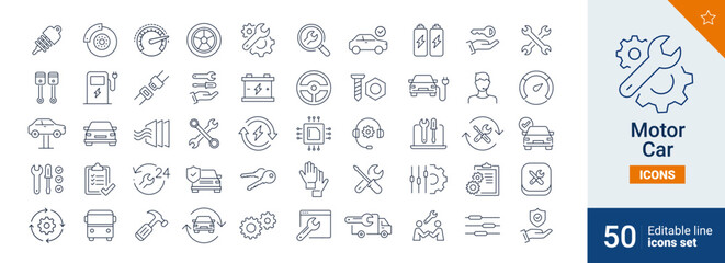 Motor Basic icons Pixel perfect. Setup, system, energy, ...	
