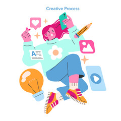 content creation. Flat Vector Illustration