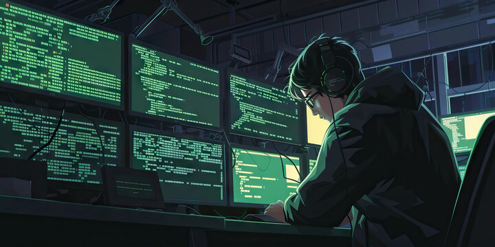 In a dimly lit room, a hacker hunches over a bank of monitors, their eyes darting between streams of cryptic code and encrypted messages, as they work to uncover the next big data heist