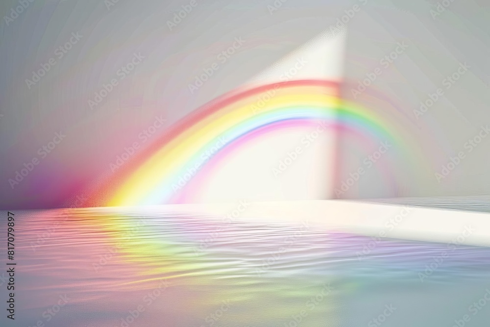 Aufkleber simple and clean rainbow background with a single bold arc centered on a stark white surface