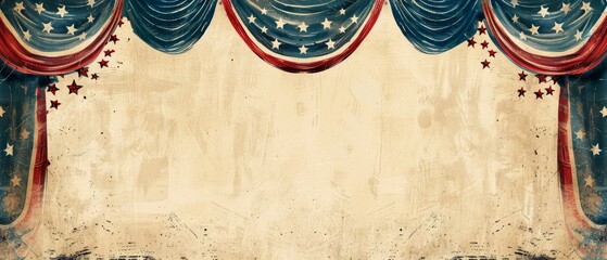 Design a border with a vintage American flag draped design for a Fourth of July event program