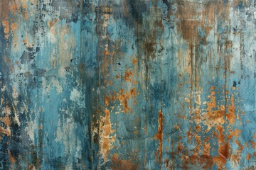 Fototapeta premium Industrial Elegance. Weathered Blue Metal Panels with Contrasting Rust Accents.