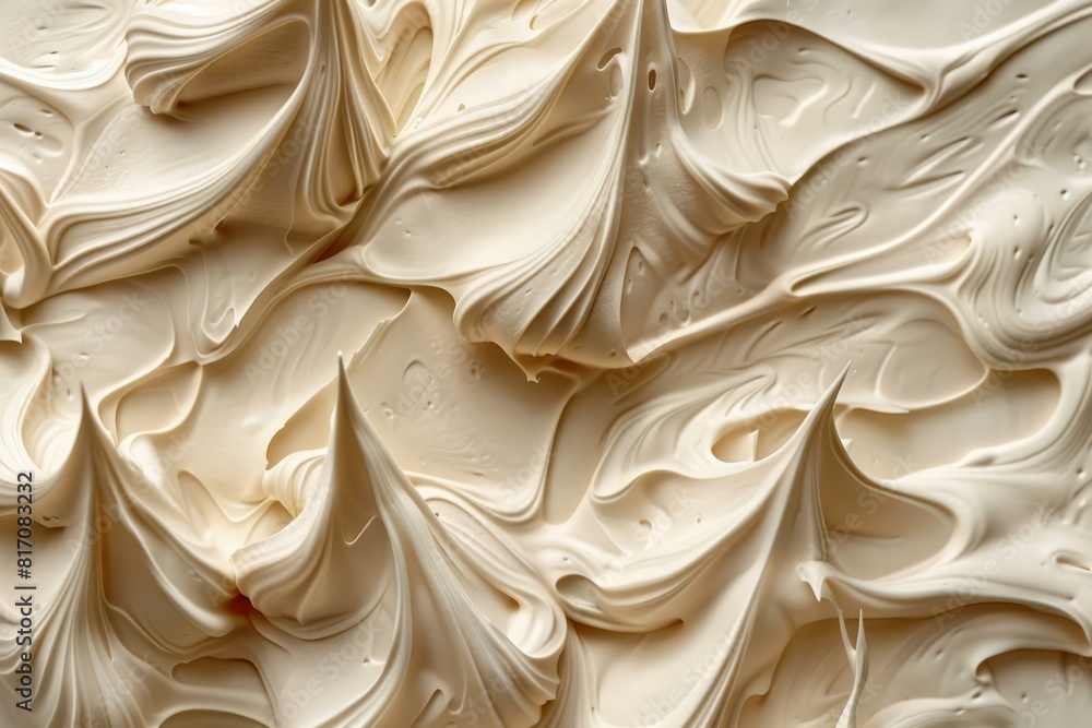 Poster creamy whipped texture background with smooth swirls and peaks for high resolution food photography.