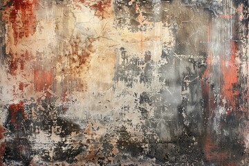 Fototapeta premium Resurgence of Time. An Abstract Canvas Blending Red, Black, and Cream Tones.