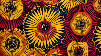 Seamless pattern with colorful flowers on black background.