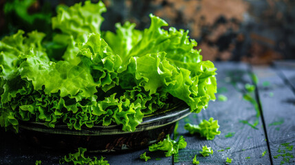 Verdant lettuce leaves cascade in a bowl, promising freshness and nutrition.