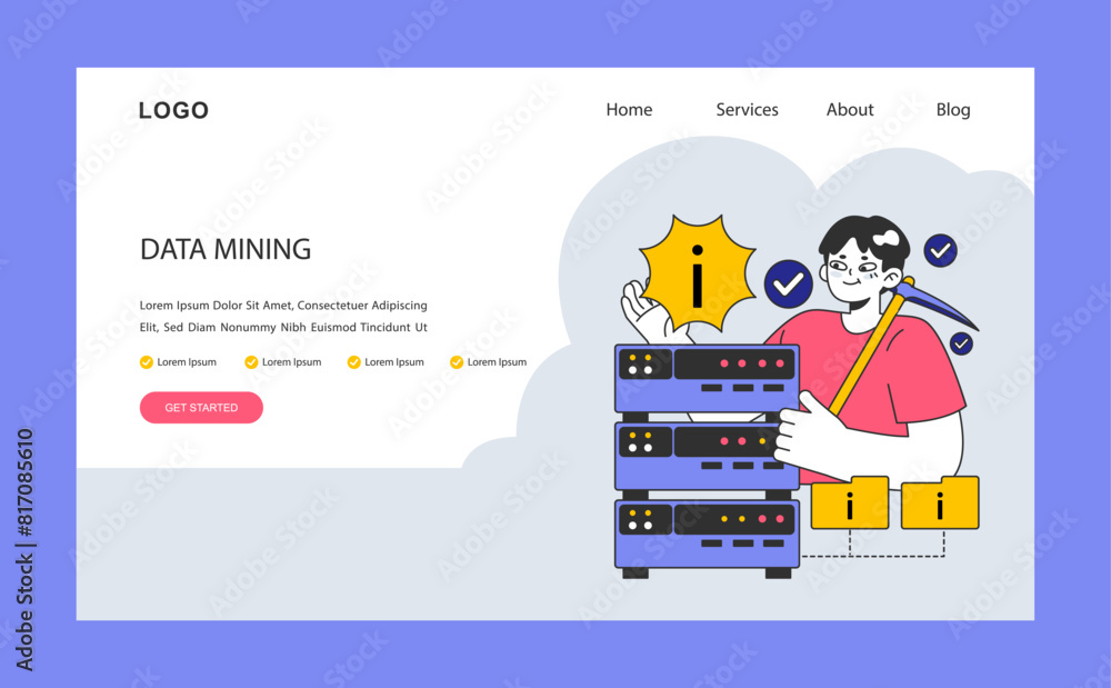 Poster data mining. an expert analyzing servers for valuable insights.