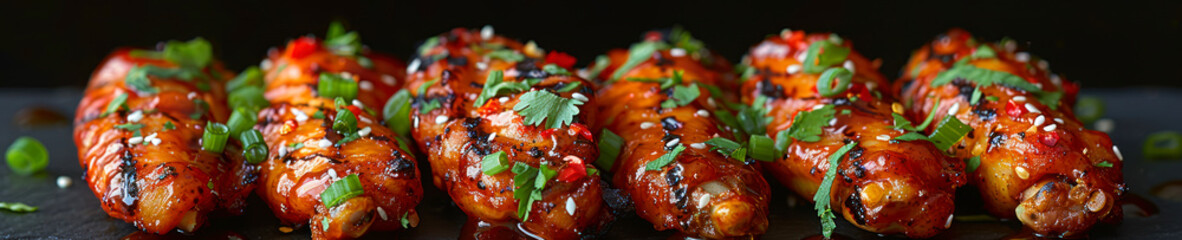 Panorama photo of a chicken wings