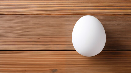 one white egg on a wooden background
