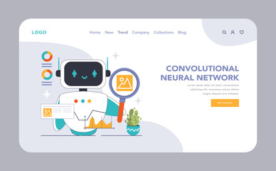 Convolutional Neural Network theme. Flat vector illustration.