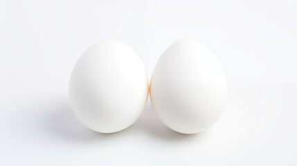 two white eggs on isolated white background