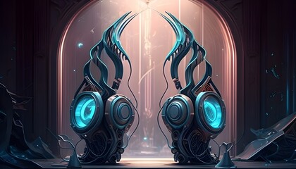 Beats Headphones Starring in a Futuristic Tableau A Surreal Invitation to the Unknown