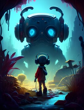 Wandering through a Realm A Childlike Robots Enchanting Discovery with Beats Headphones