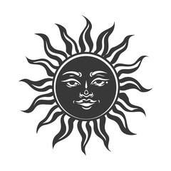 silhouette logo or symmbol of sun black color only