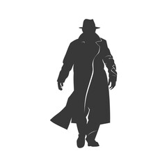 silhouette mysterious man in a cloak black color only