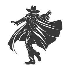 Fototapeta premium silhouette mysterious man in a cloak black color only