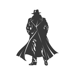 silhouette mysterious man in a cloak black color only