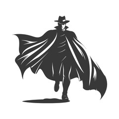 silhouette mysterious man in a cloak black color only