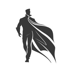 Fototapeta premium silhouette mysterious man in a cloak black color only