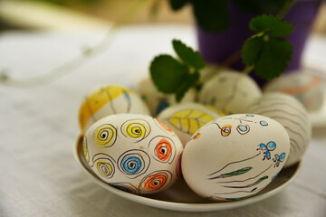 Easter Holiday Religious celebration hand-painted eggs