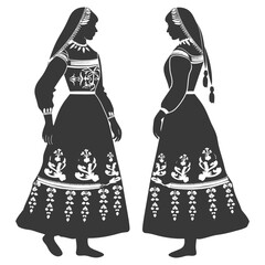 silhouette independent russian women wearing sarafan black color only