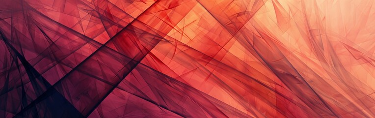 A red and orange abstract painting with a lot of lines and shapes