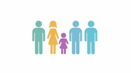 A family activity analysis icon, with four people of varying colors against a white backdrop.