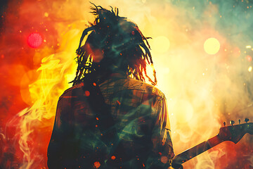 Reggae musician in a moment of musical passion