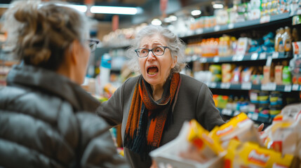 Angry Old Woman Yelling at Cashier in Supermarket | Customer Conflict, Supermarket Dispute, Upset Shopper