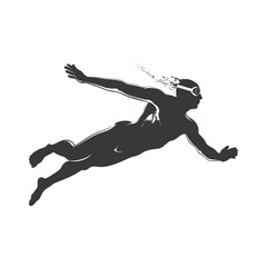 silhouette swimmer athlete in action black color only