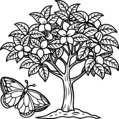 Obraz premium Guava Tree coloring pages. Tree outline. Fruit tree line art