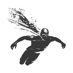 silhouette swimmer athlete in action black color only