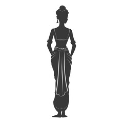 silhouette independent thai women wearing chut thai black color only