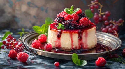 Artistic presentation of a modern European dessert