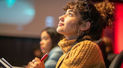 Attentive Young Adult at Motivational Seminar with Engaging Speaker - Learning and Growth Concept