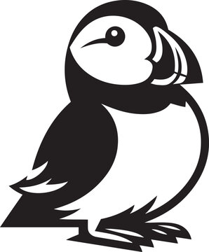 recommend clip art: Atlantic Puffin bird silhouette vector illustration on white background.