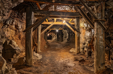 Tunnel in a historic coal mine