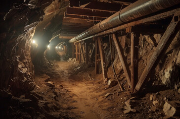 Tunnel in a historic coal mine