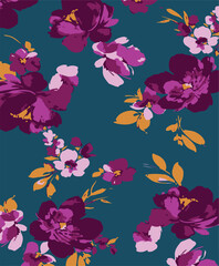 big flowers pattern , tropical floral, small flowers , flowers with leavers . vector illustration © DESIGN CENTER