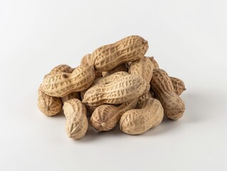 beautiful peanuts closeup on white background