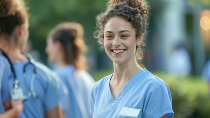 A Joyful Nurse in Scrubs