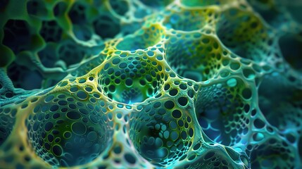 Blue seamless background with microscopic biological pattern of cells or bacteria