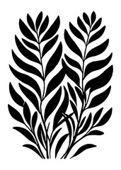 Botanical black and white pattern. Abstract plant shapes. Minimalist illustration for printing on wall decorations, for use in graphics, for tattoos. Generated by Ai