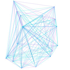 An abstract isolated futuristic node network connection design element.