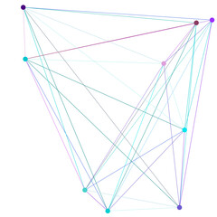 An abstract isolated futuristic node network connection design element.