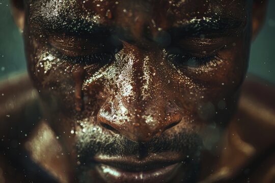Intense Focus: A Boxer Meditating Before Training to Achieve Mental Preparation and Inner Peace