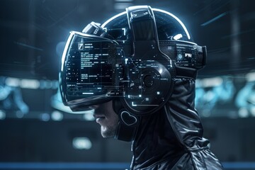 Futuristic Augmented Reality Boxing Helmet with Heads-Up Display