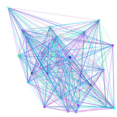 An abstract isolated futuristic node network connection design element.