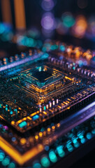 Obraz premium Abstract quantum computing circuit with futuristic design