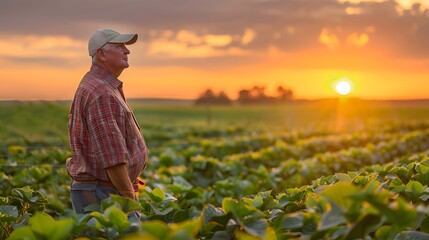 Fototapeta premium Senior farmer standing in field